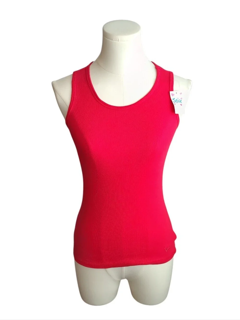 NWT Justice Red and Navy Blue Ribbed Summer Casual Tank Tops Bundle Size 12 Girl
